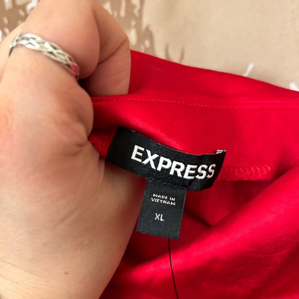 NWT Express XL Vibrant Red Midi Slip Dress - Picture 5 of 7
